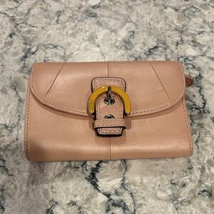 Coach Blush Leather Wallet with Gold Buckle